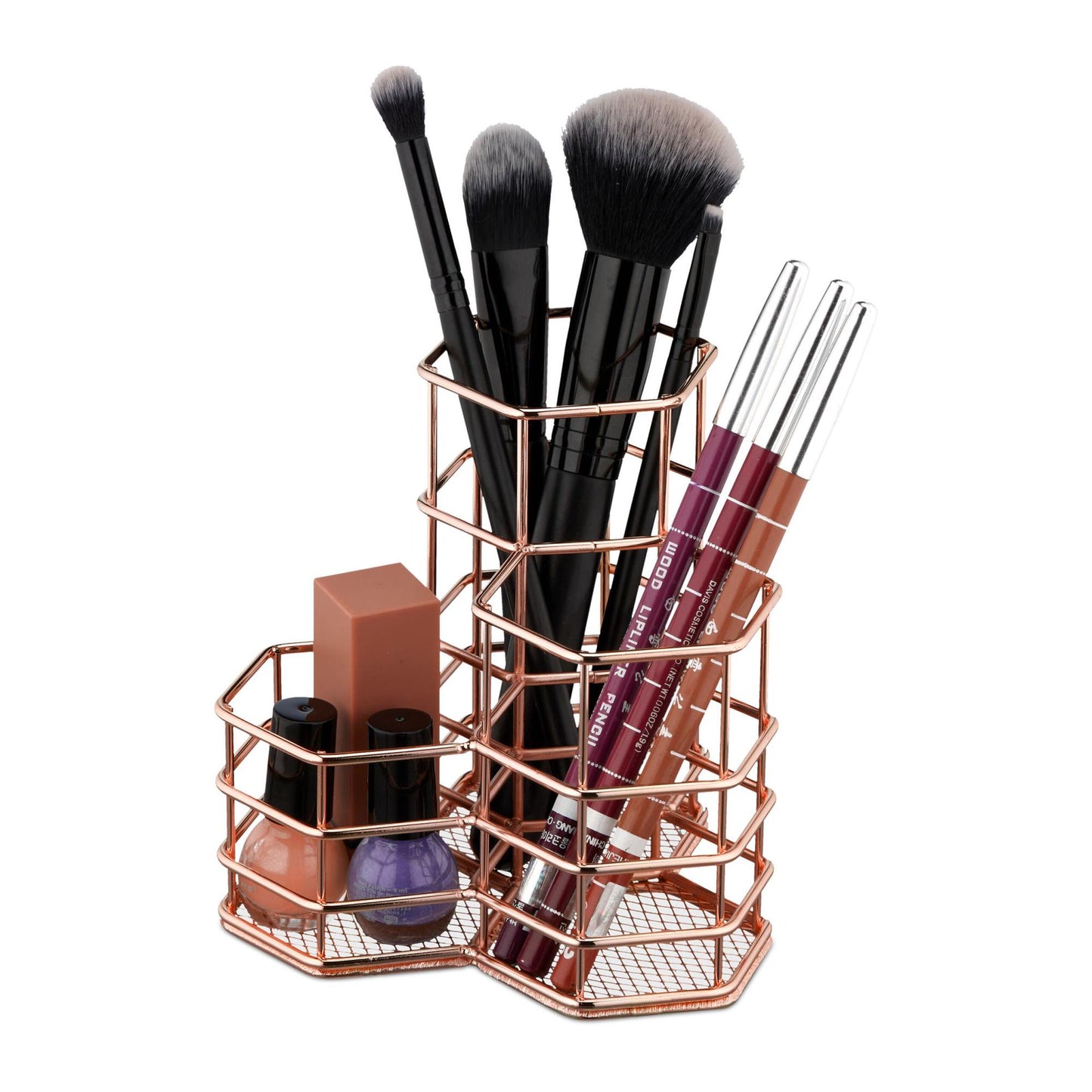 Brush holder with 3 compartments