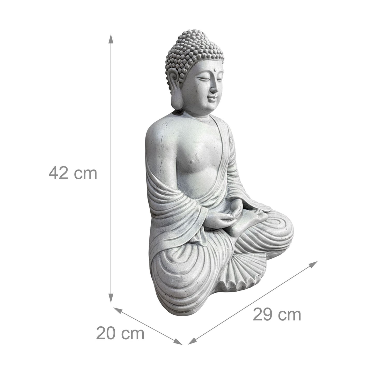 Buddha Statue, 42cm, Stone-Effect, Weatherproof