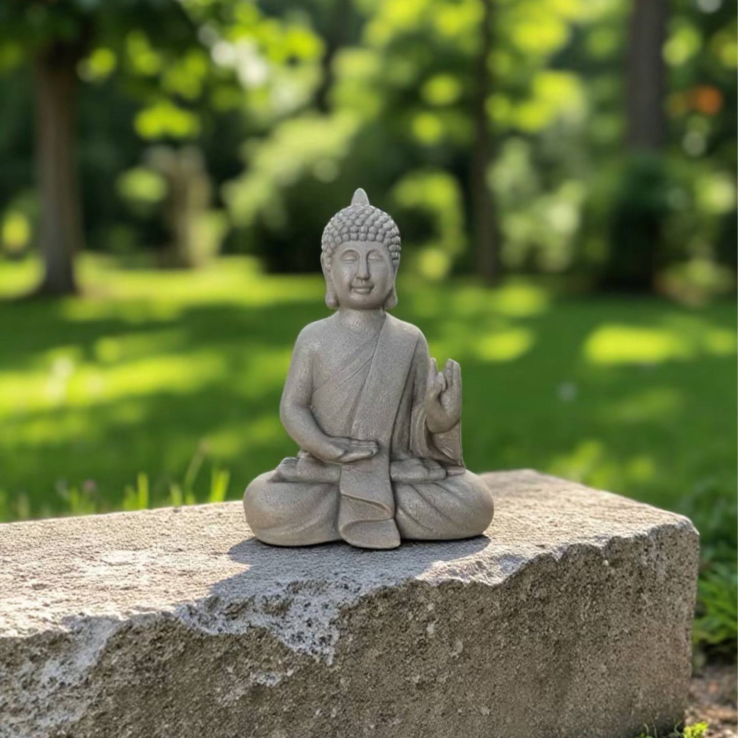 Buddha Statue 52cm, Weatherproof Polyresin, Stone Finish