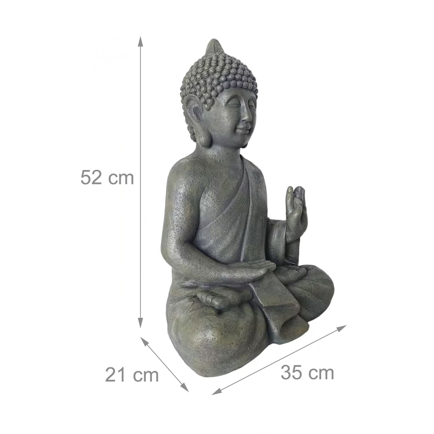 Buddha Statue 52cm, Weatherproof Polyresin, Stone Finish