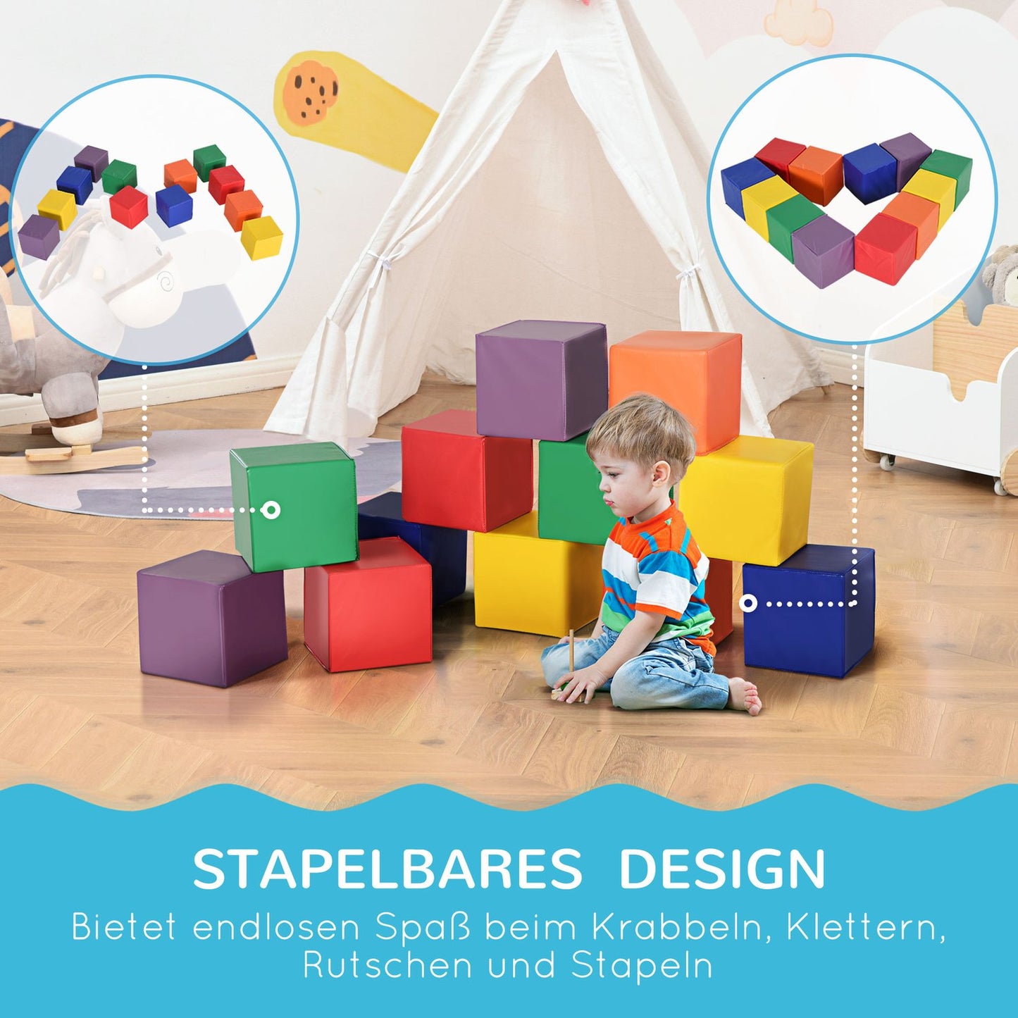 Building blocks in foam, soft and safe for toddlers 1-3 years