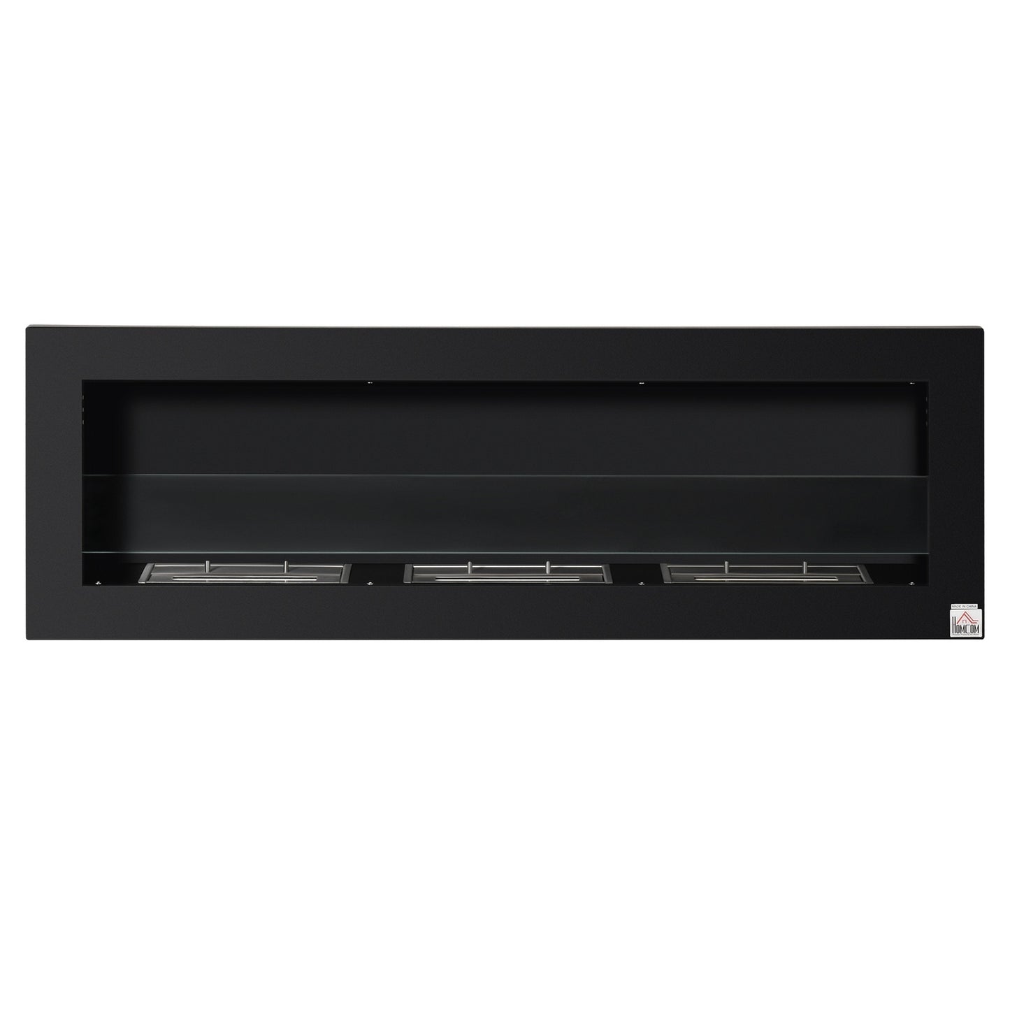 Built-In Ethanol Fireplace, 3 Burners, 120cm, Black