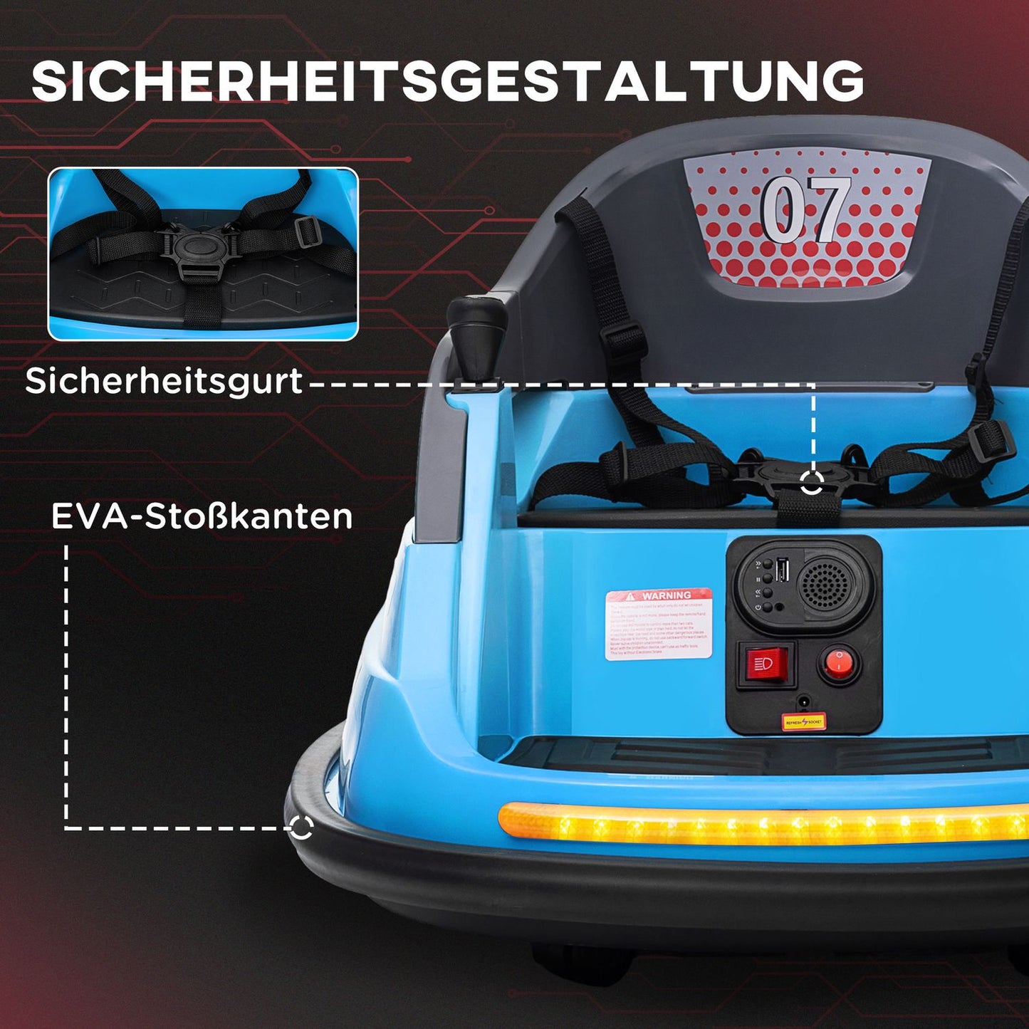 Electric bumper car for children with 360° Spin & Lights