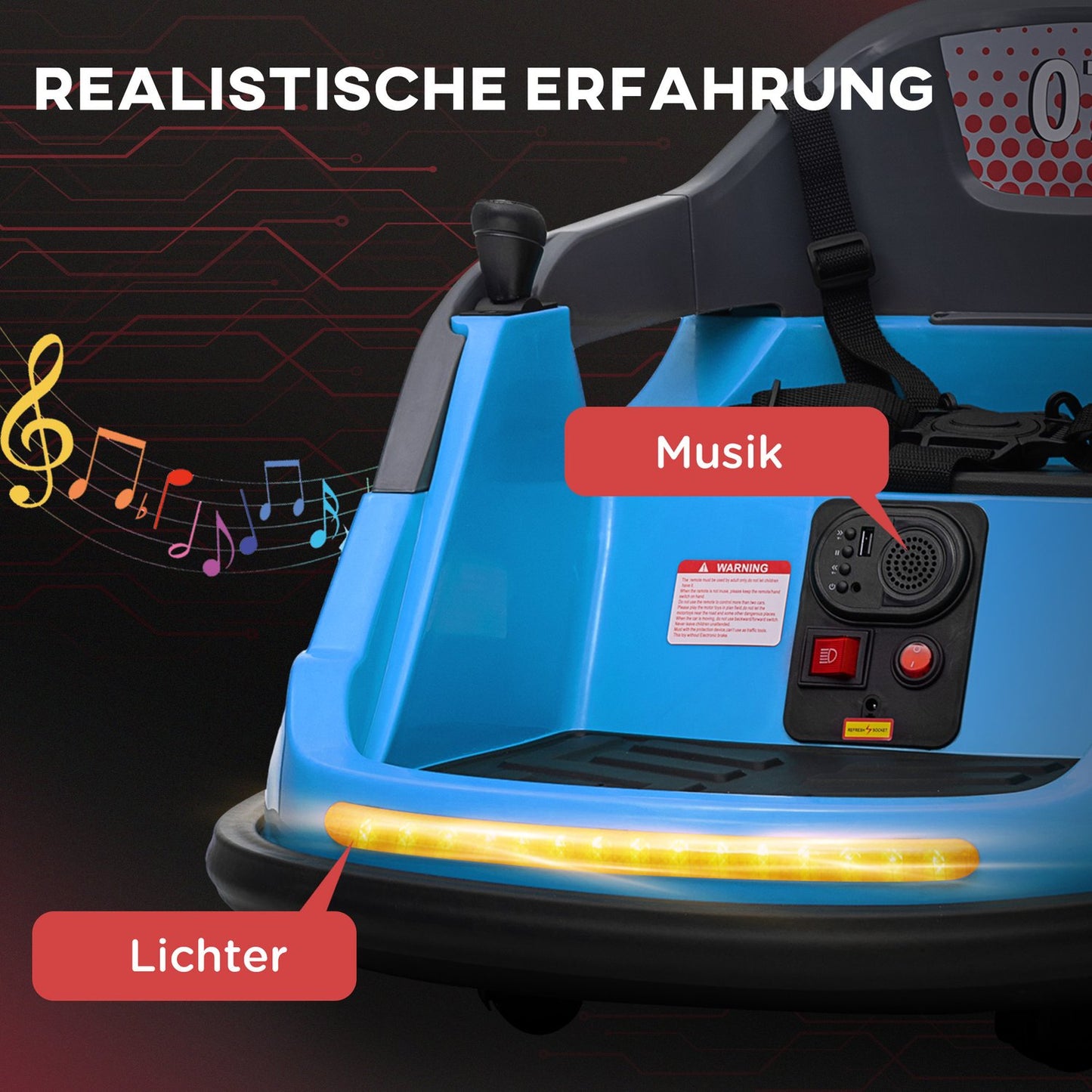 Electric bumper car for children with 360° Spin & Lights