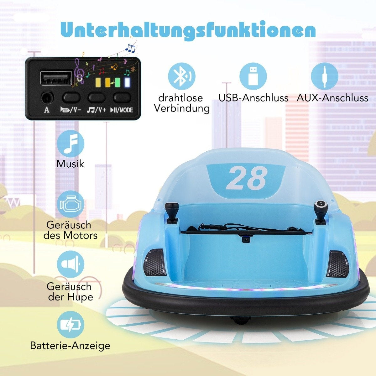 Bumper car for children electric bumper car with flashing LED lights blue