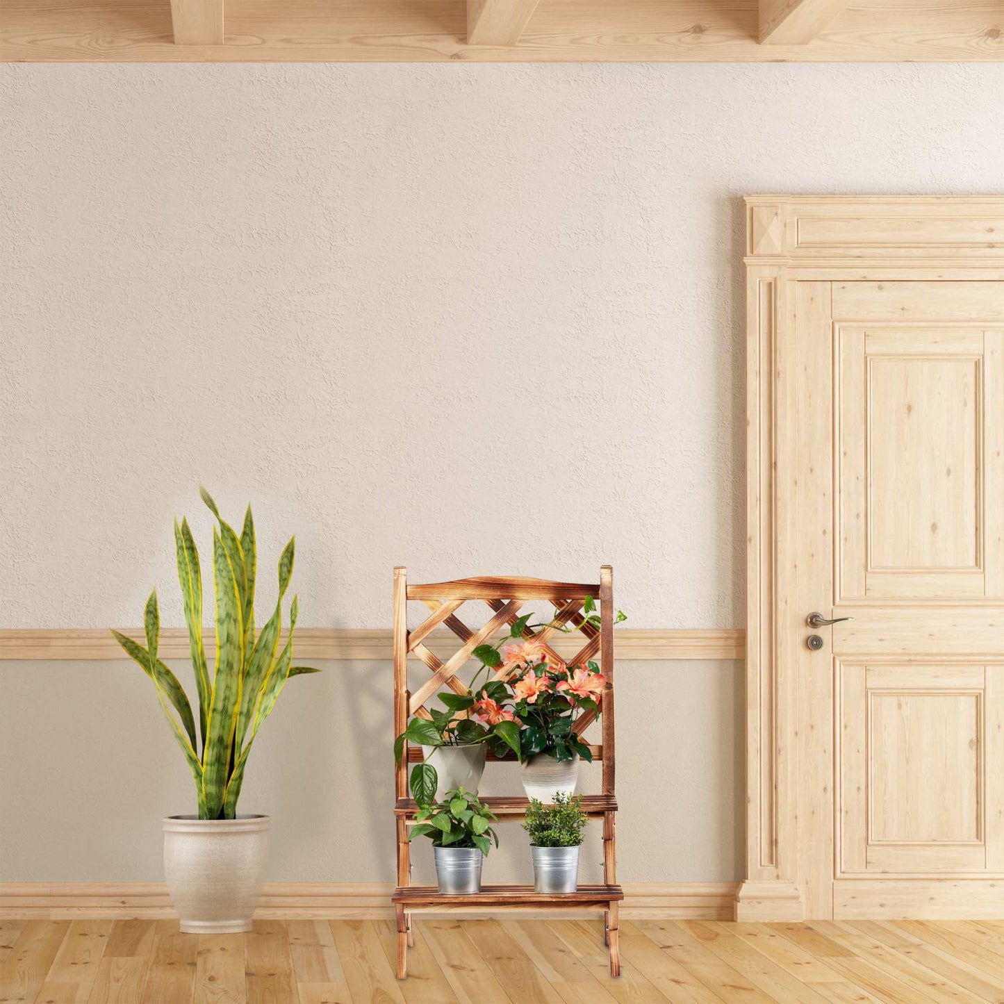 Burnt flower stairs with trellis
