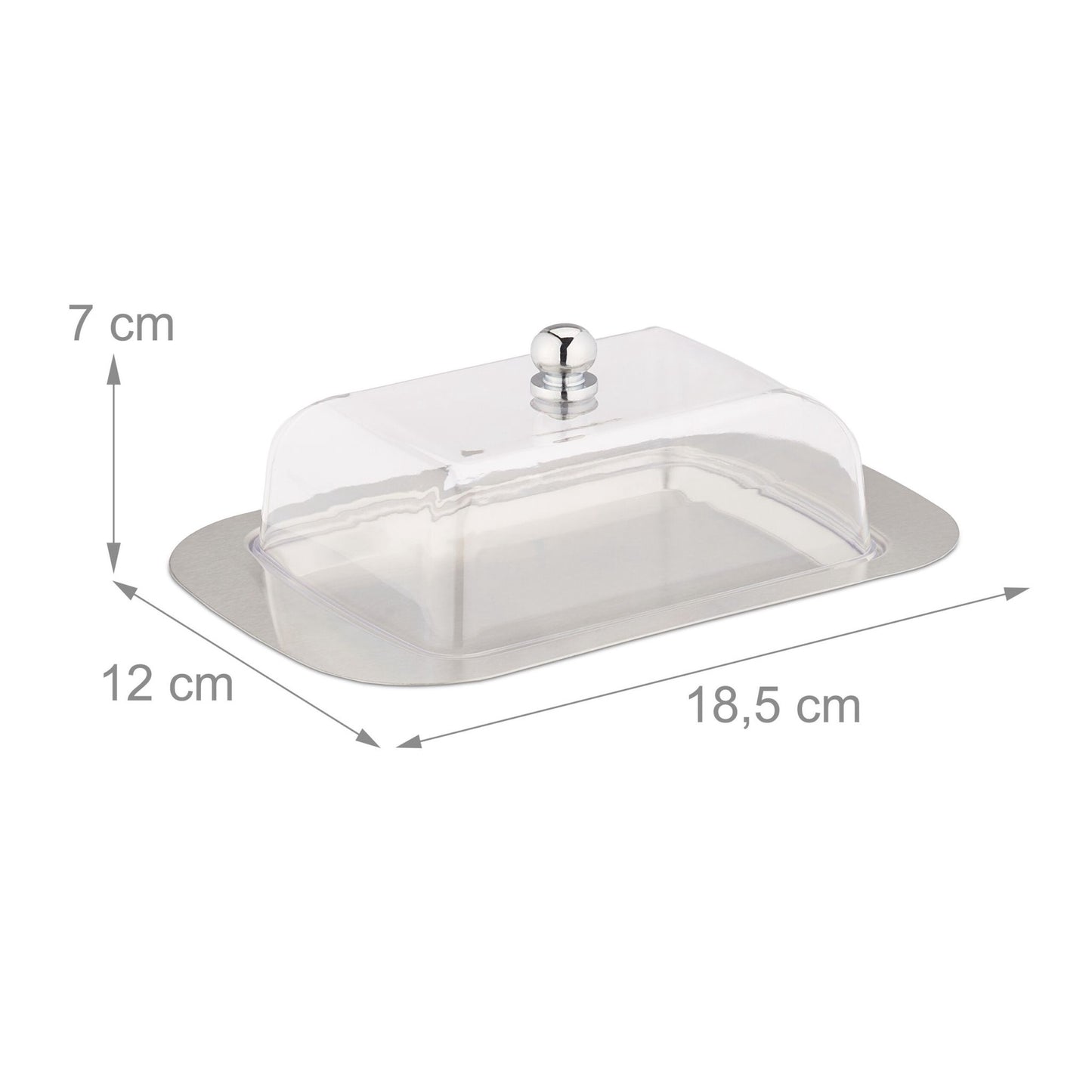 Butter dish in stainless steel and plastic