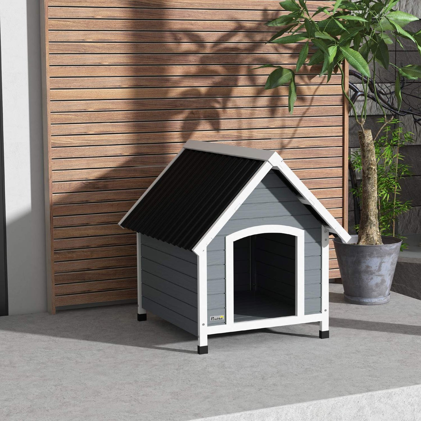 Medium Dog House, Spruce Wood, Weatherproof, Asphalt Roof