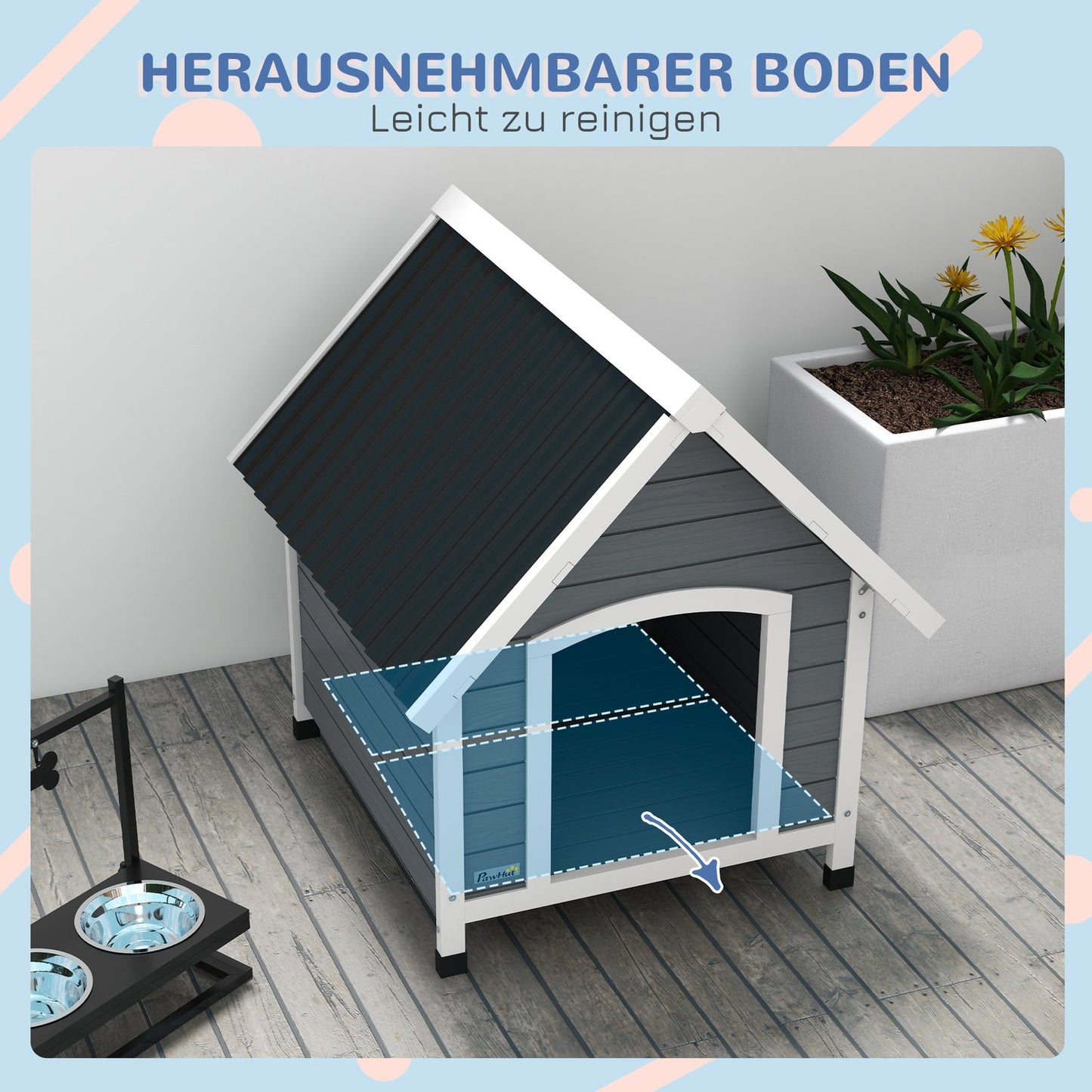 Medium Dog House, Spruce Wood, Weatherproof, Asphalt Roof