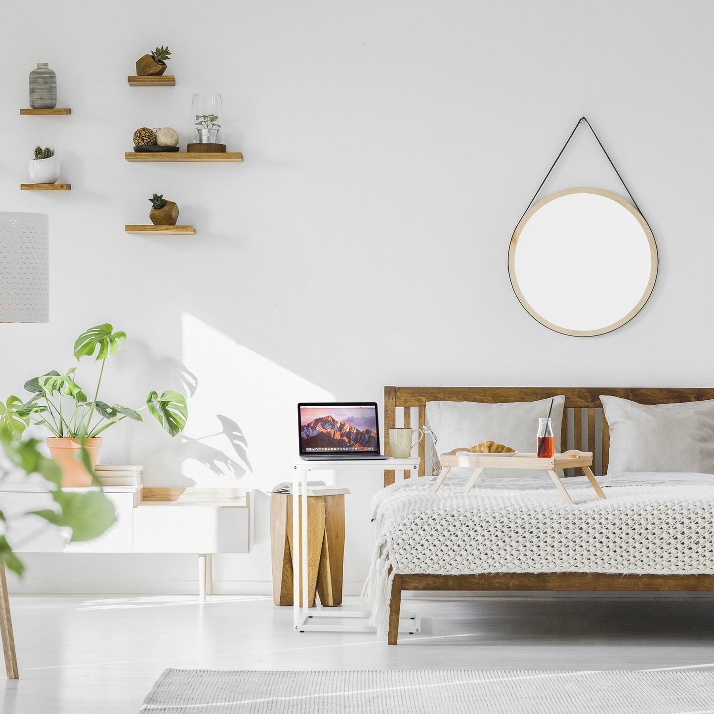 C-Shaped Side Table White