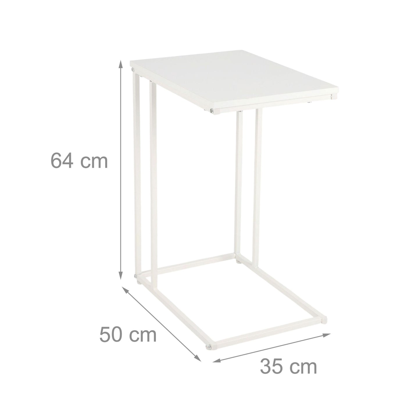 C-Shaped Side Table – Wood-Effect Top, Metal Frame