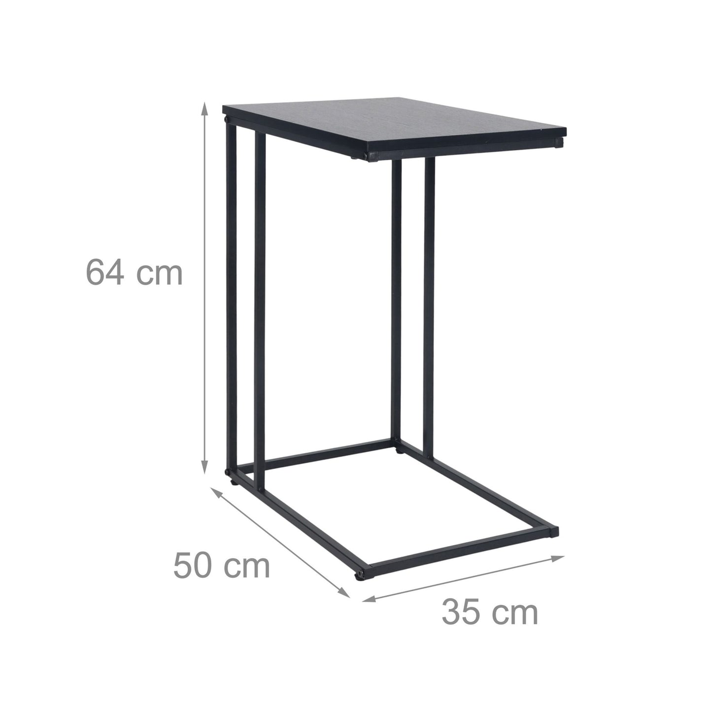 C-Shaped Side Table, Wood-Effect Top, Metal Frame