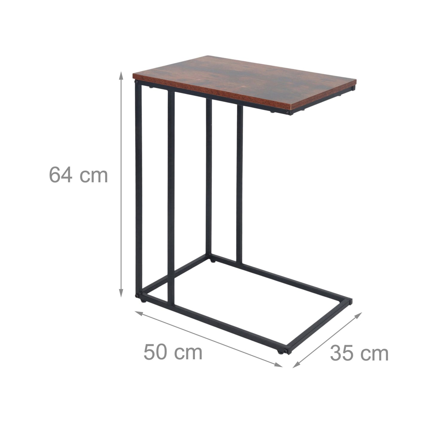 C-Shaped Side Table, Wood-Effect Top, Metal Frame