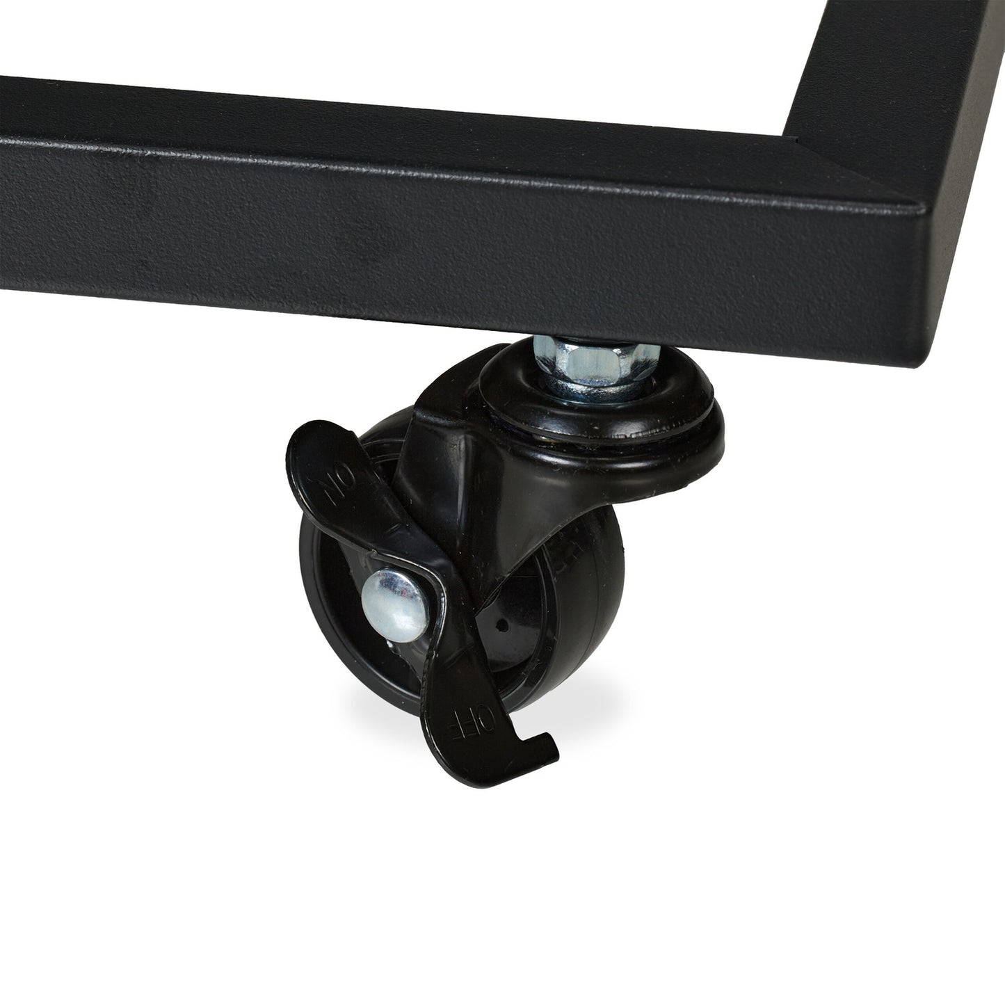 C-Shaped Side Table with Wheels, Metal and MDF
