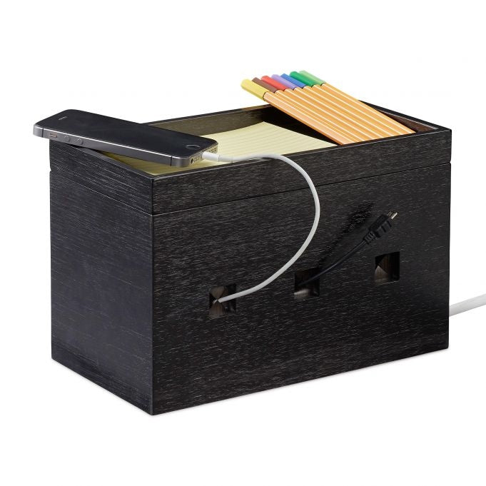 Cable box bamboo black