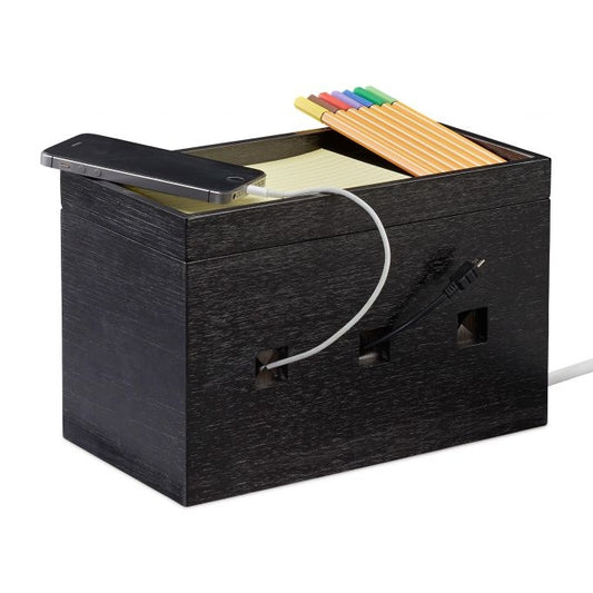 Cable box bamboo black