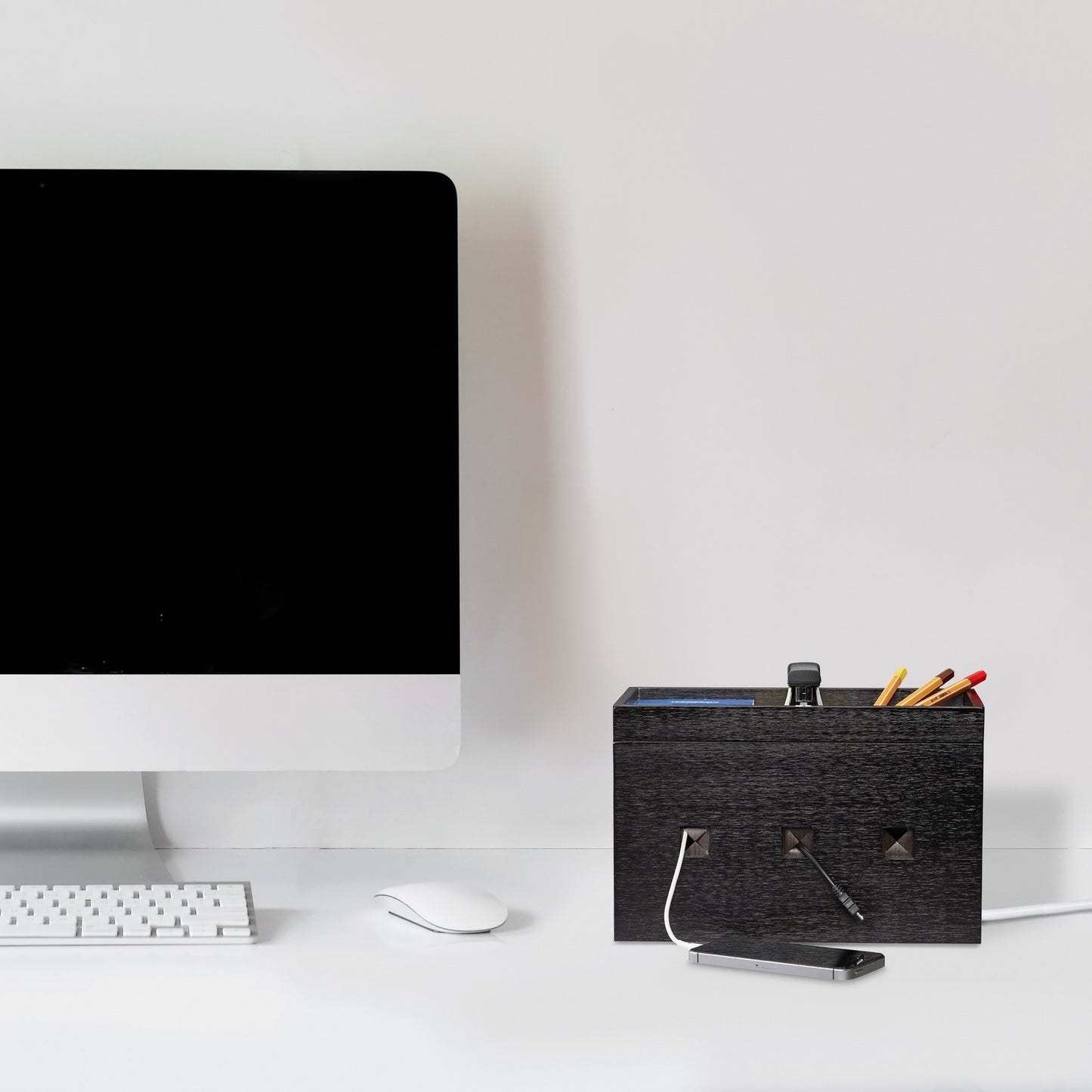 Cable box bamboo black