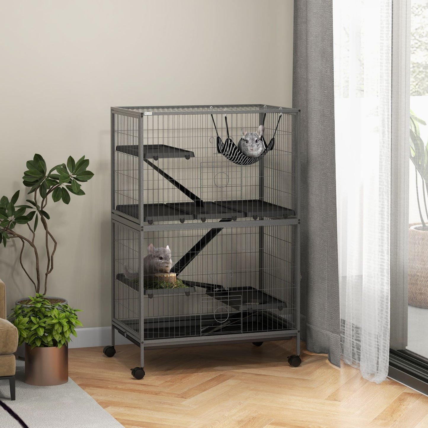 Rodent cage with 4 platforms, 3 ramps, 4 doors, steel