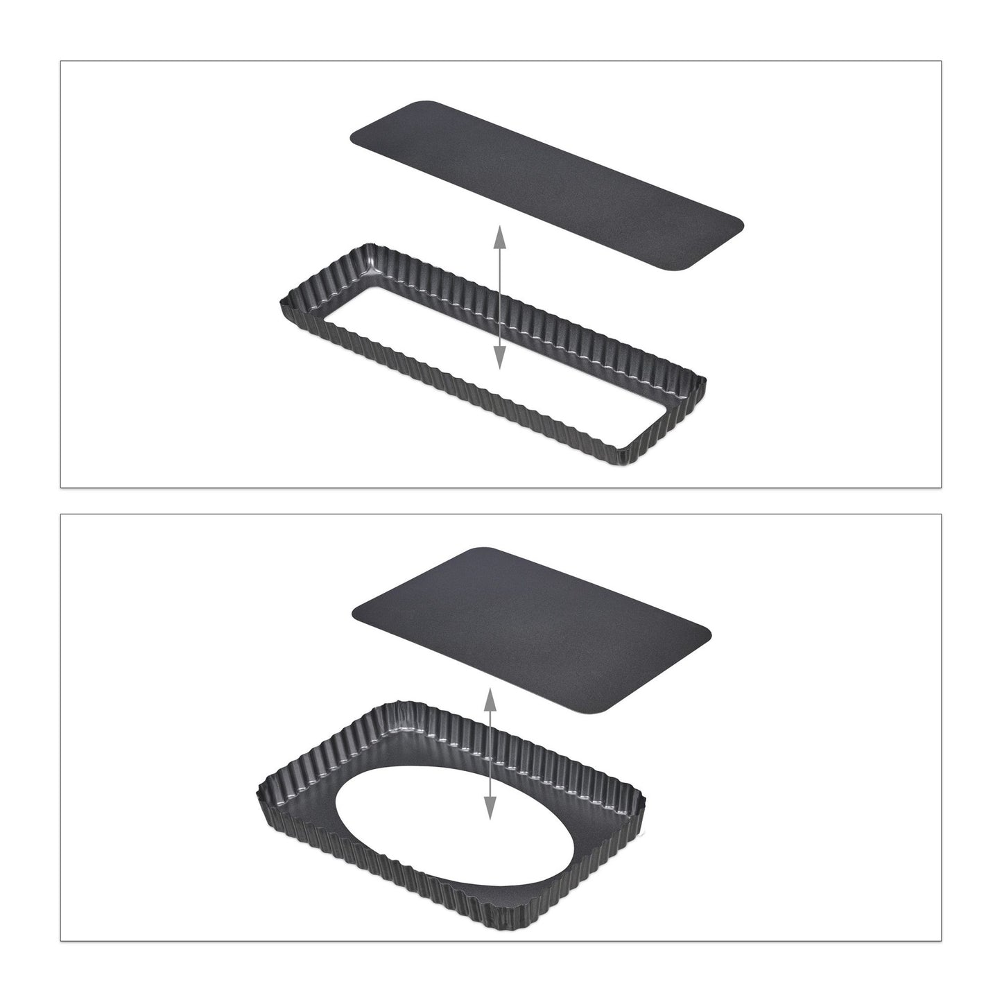 Cake tin with lifting base set of 2