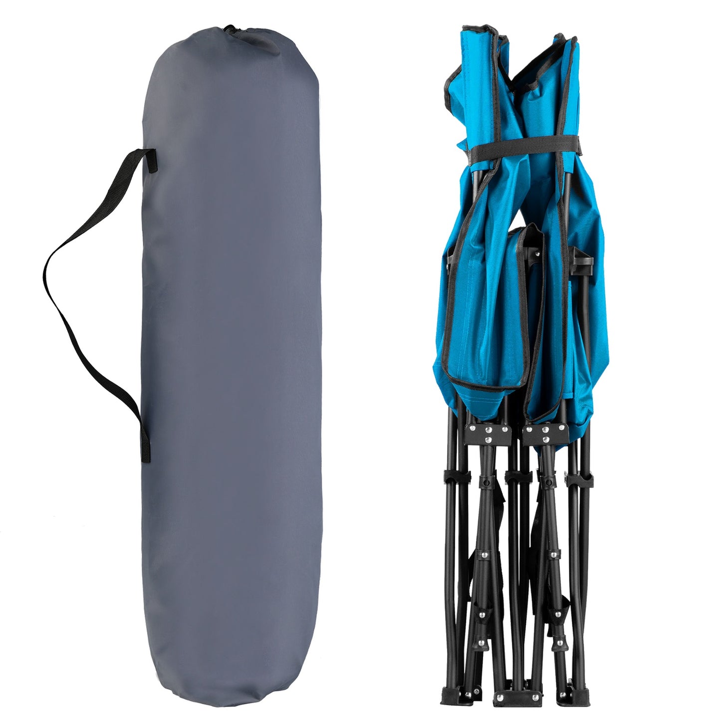 Camp Bed, Blue, 190 cm, Portable Folding Design