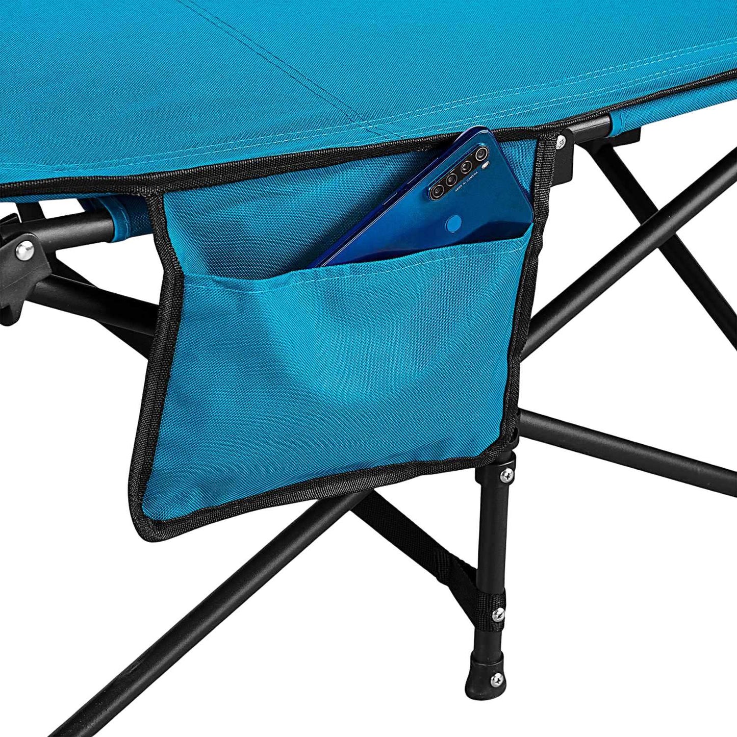 Camp Bed, Blue, 190 cm, Portable Folding Design
