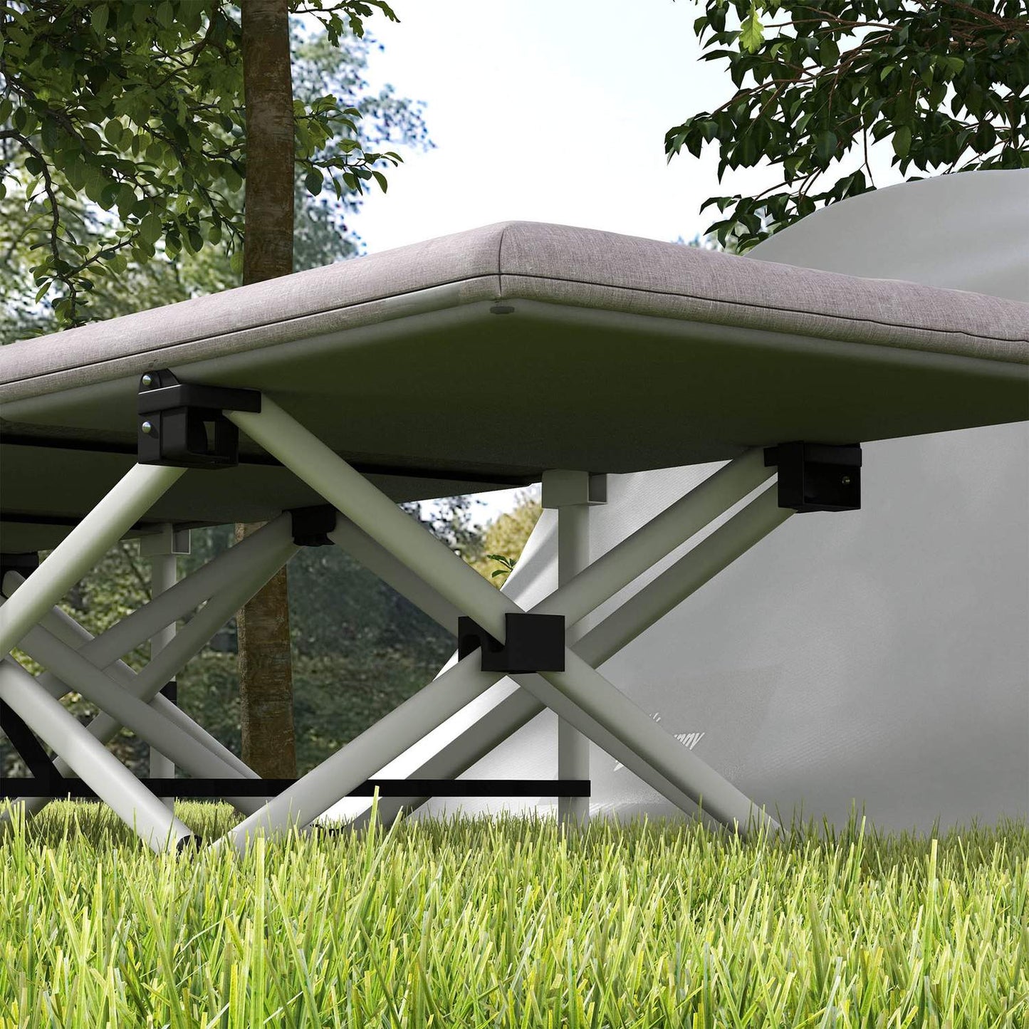 Folding tent bed, Oxford Gray - 200 kg Capacity, 200x65x42cm