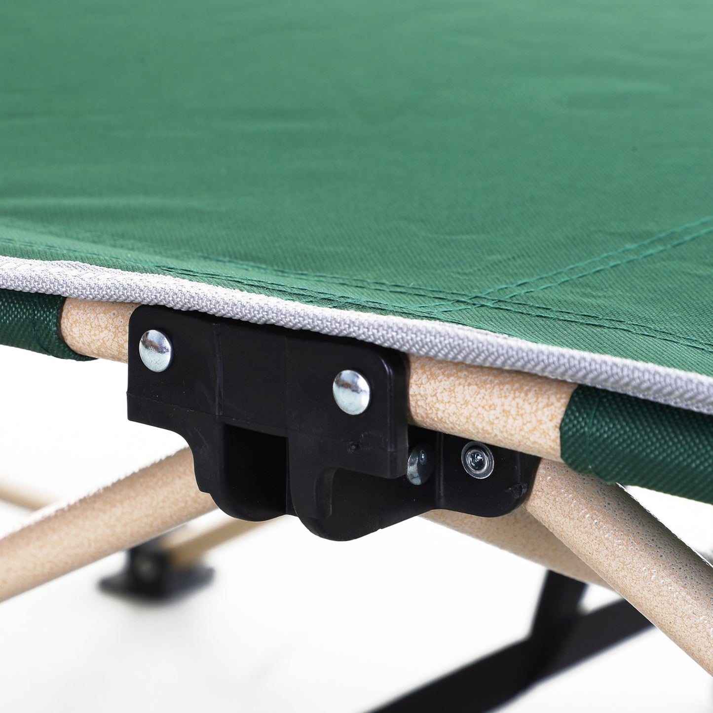 Folding camping bed with carry bag - Steel frame, green