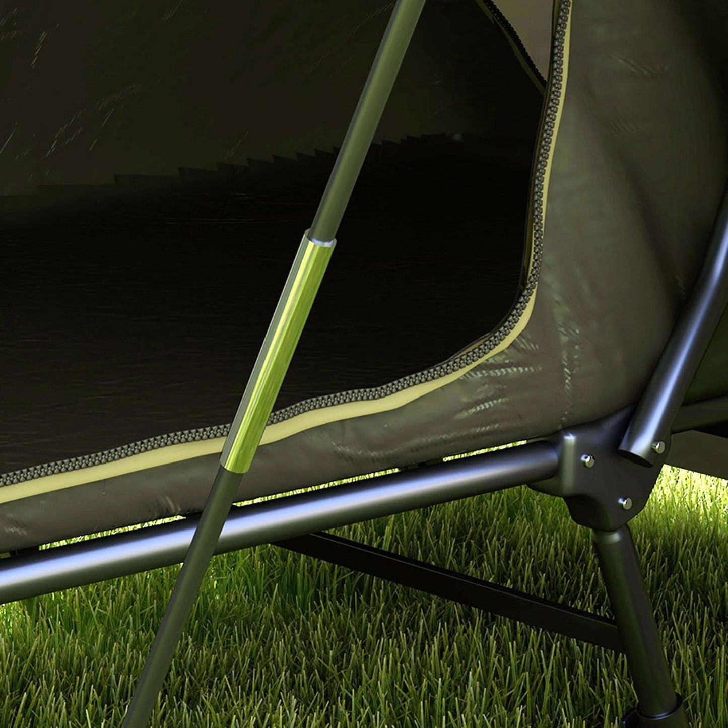 Raised camp bed with tent - UV protection and rain protection