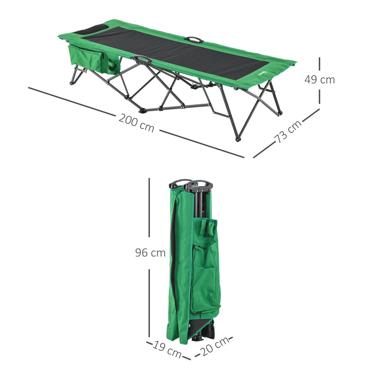 Folding camping bed - durable steel, 136 kg capacity