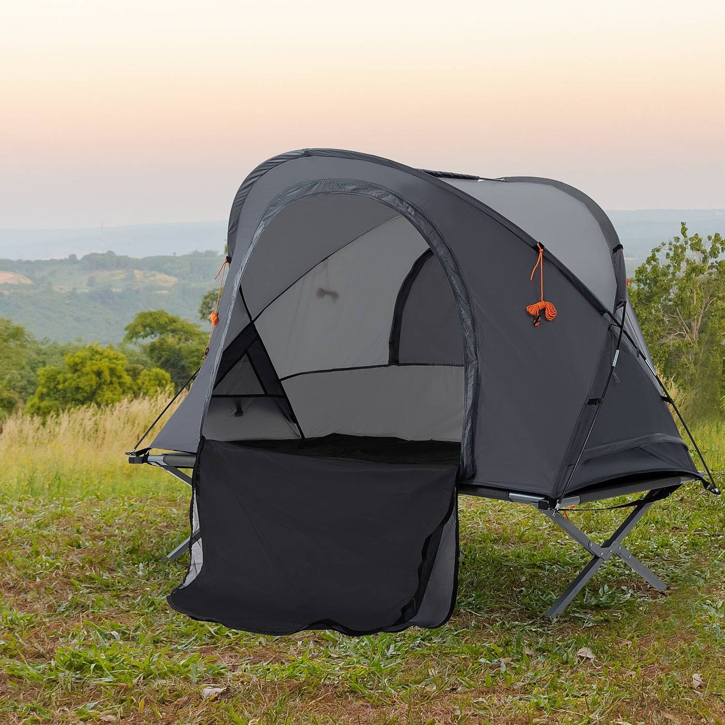 Camping tent bed with air mattress Gray 200 x 86 x 147 cm