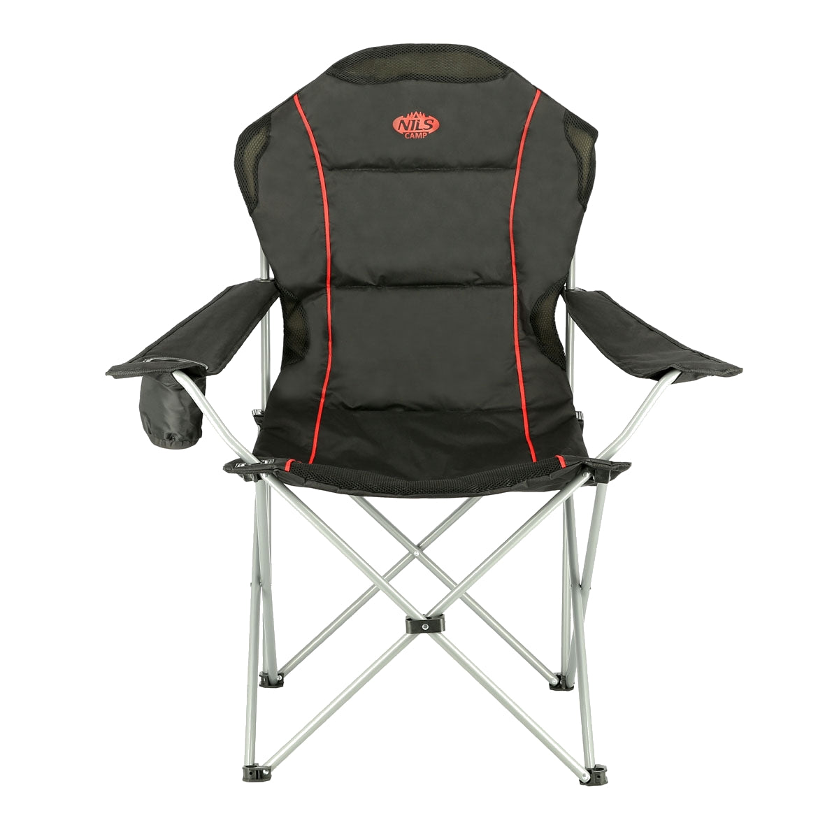 Camping Chair, Black-Red, Foldable, Lightweight