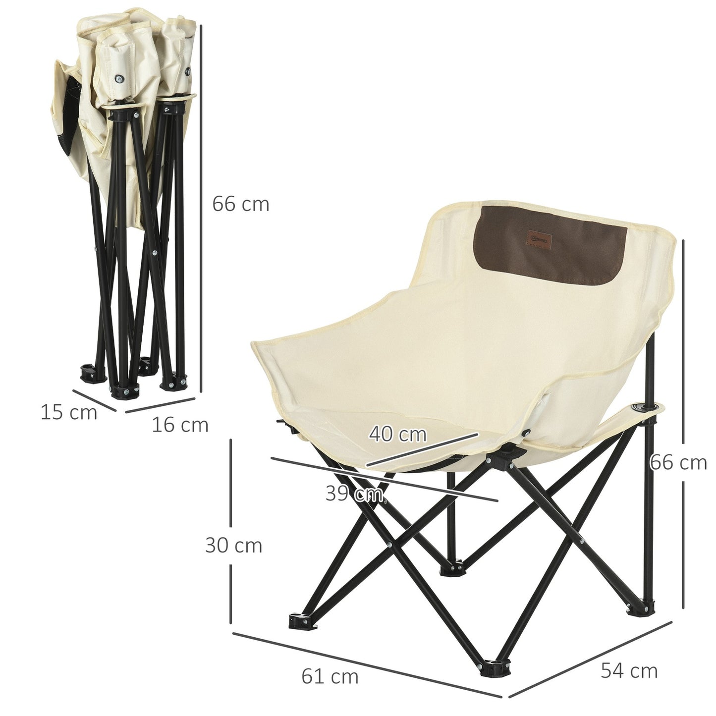 Folding camping chair with side pocket and carry bag