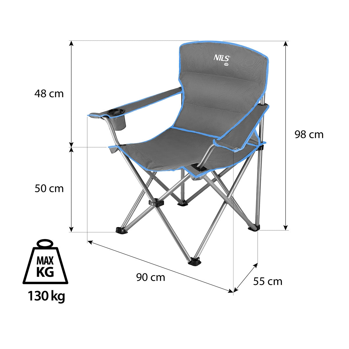 Camping Chair, Gray-Blue, Foldable, Lightweight