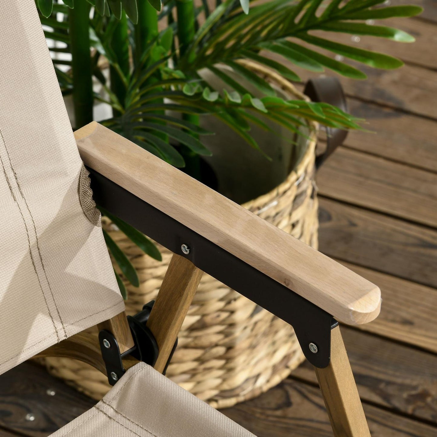 Folding Khaki Camping Chairs, Set of 2 - Steel Frame, Oxford
