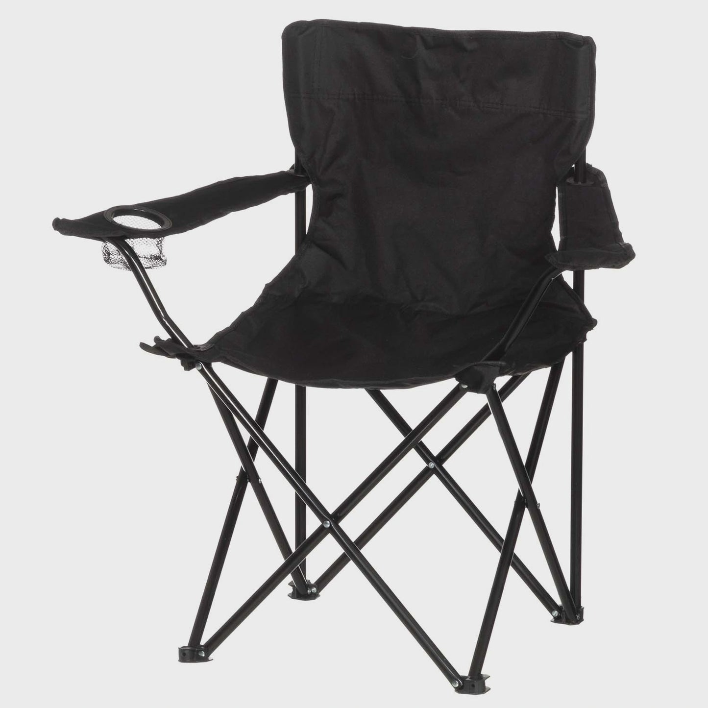 Camping Chair with Cup Holder, Black, Foldable, Portable