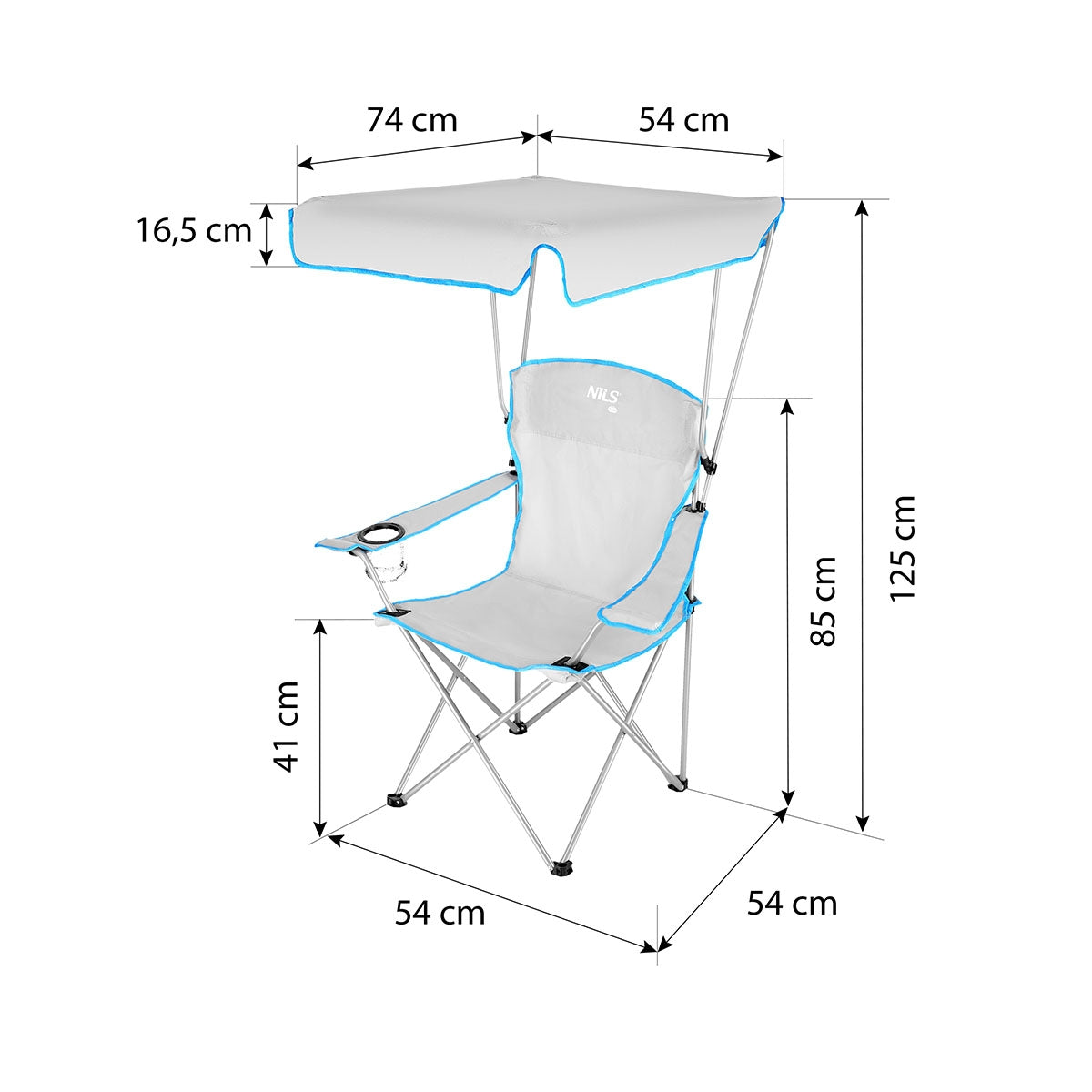 Camping Chair with Sunshade, Gray