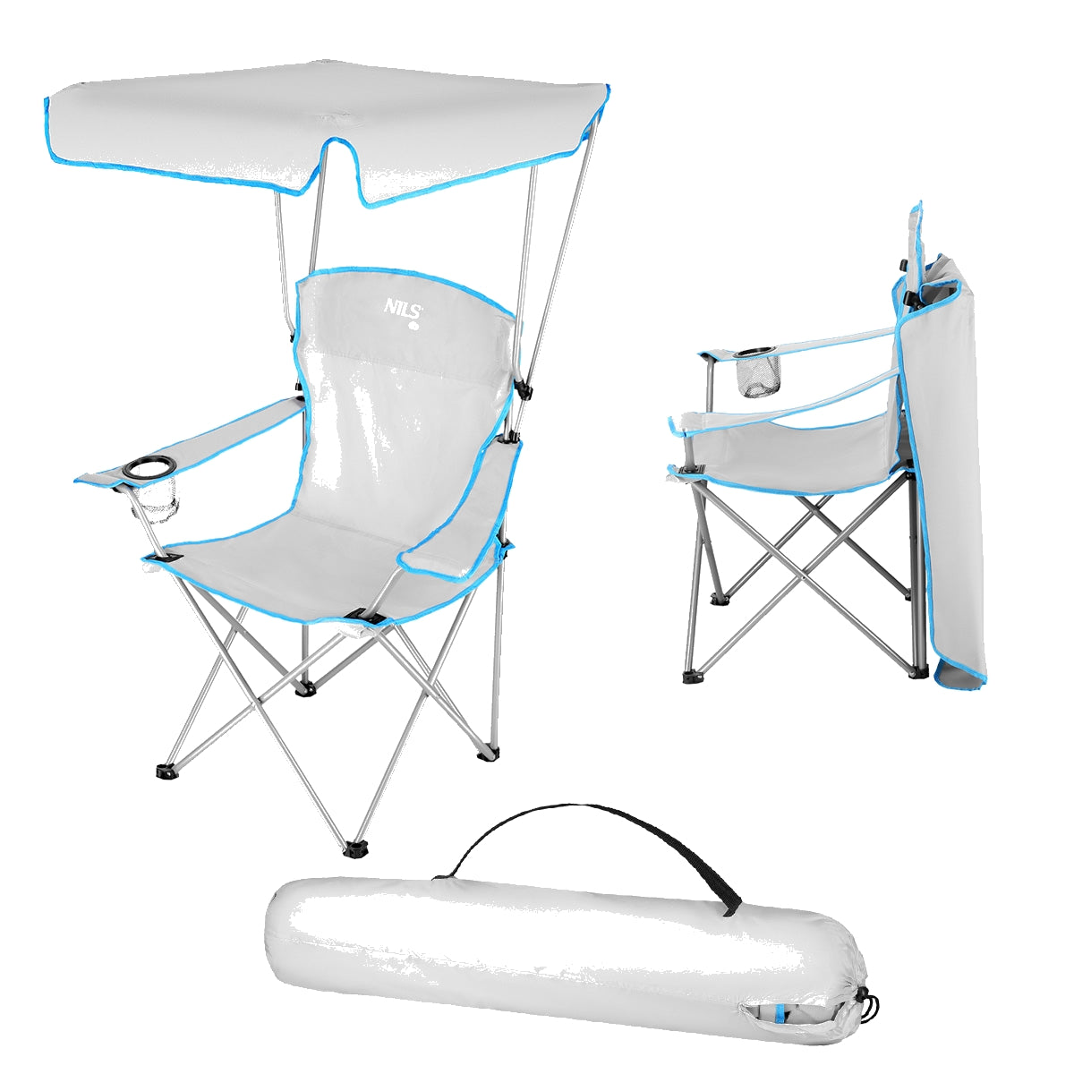 Camping Chair with Sunshade, Gray