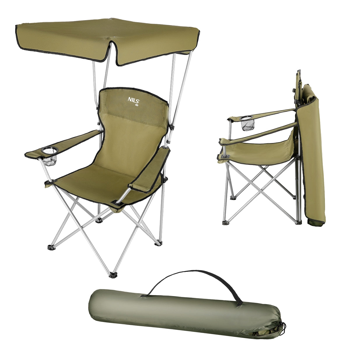 Camping Chair with Sunshade, Green