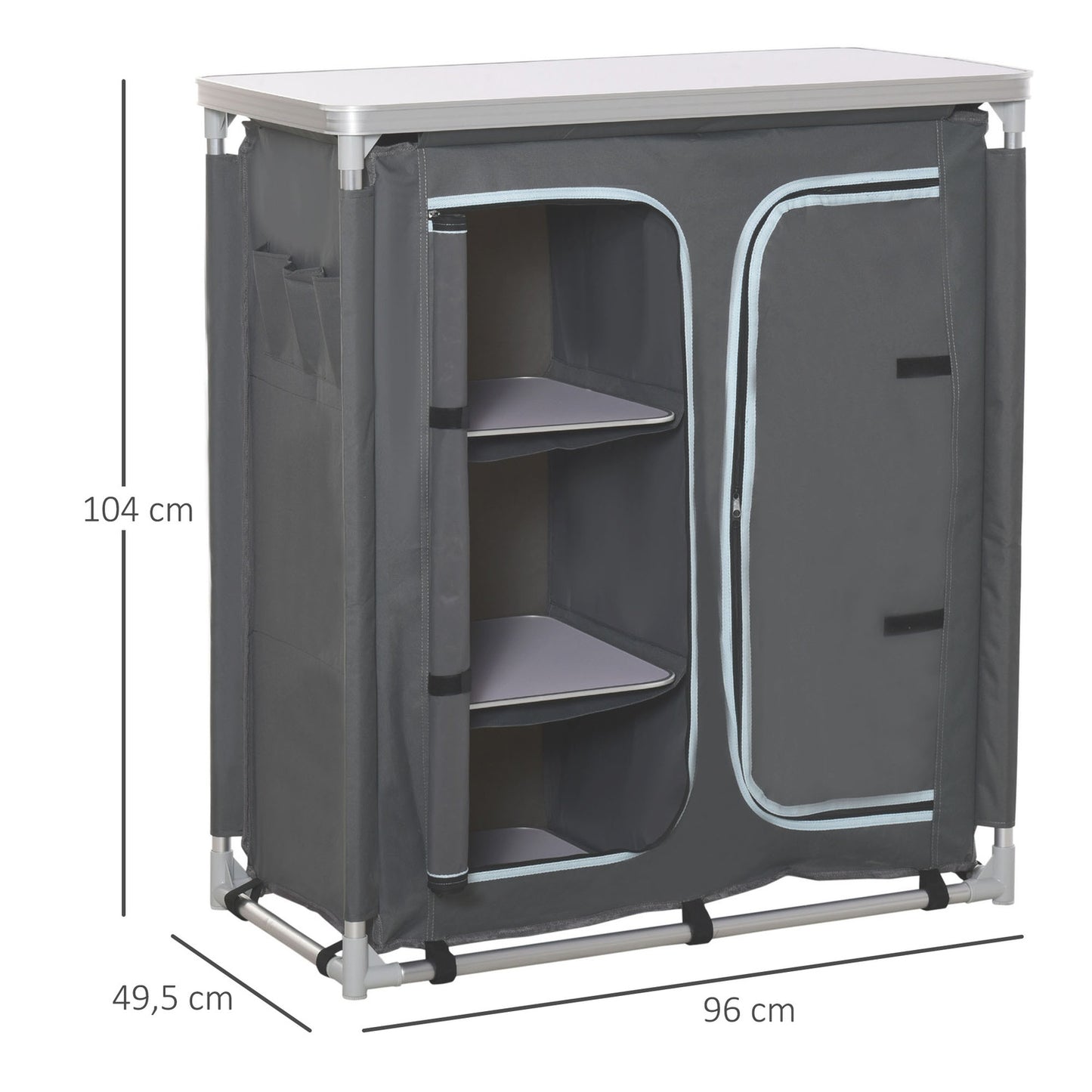 Portable camping kitchen box - worktop, bag, shelves