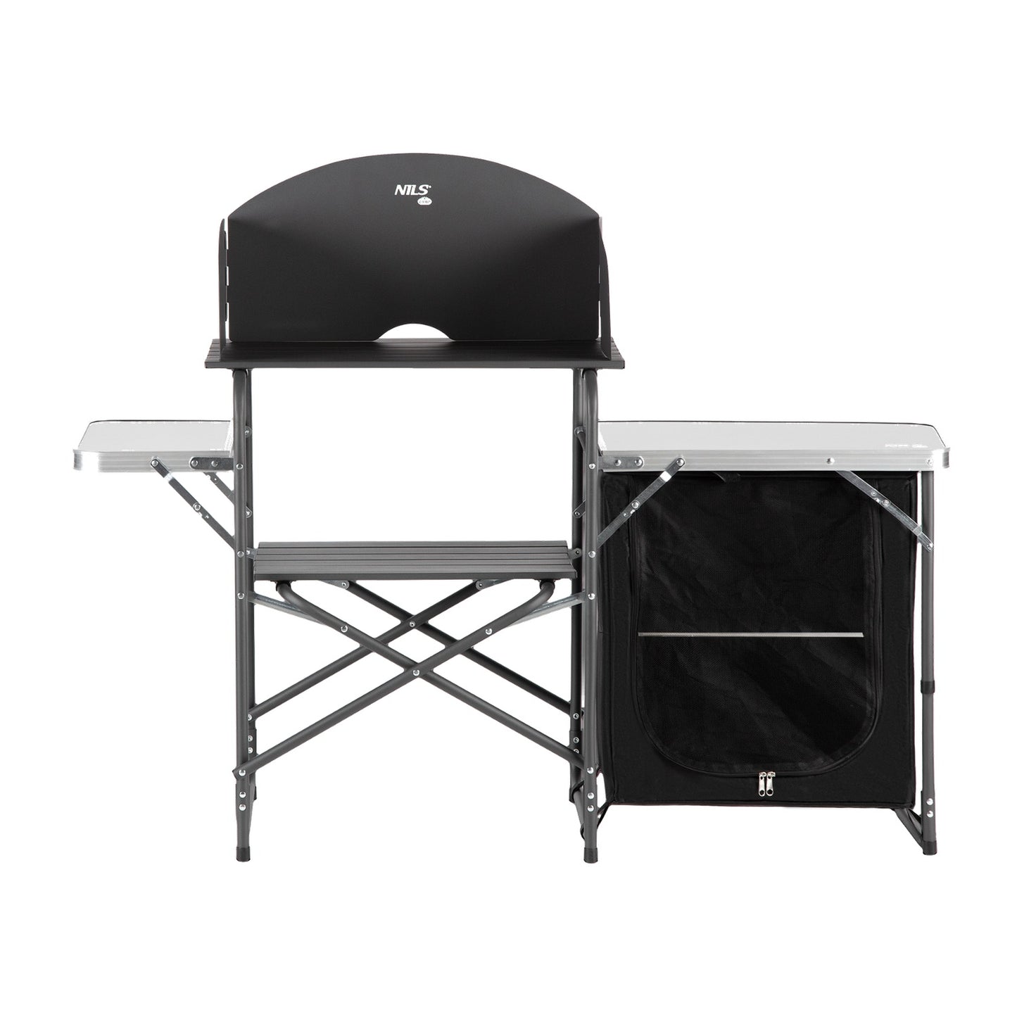 Camping Cupboard with Wind Shelter, Portable Storage