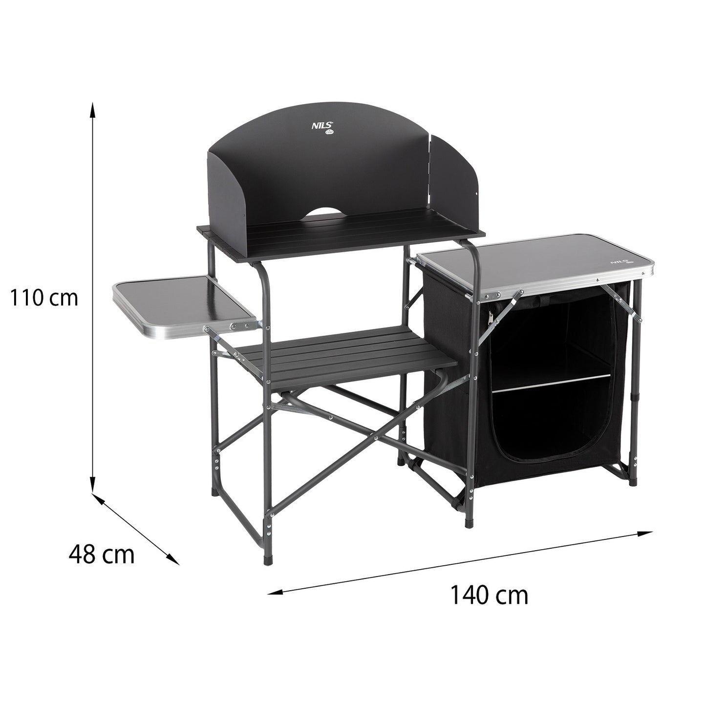 Camping Cupboard with Wind Shelter, Portable Storage