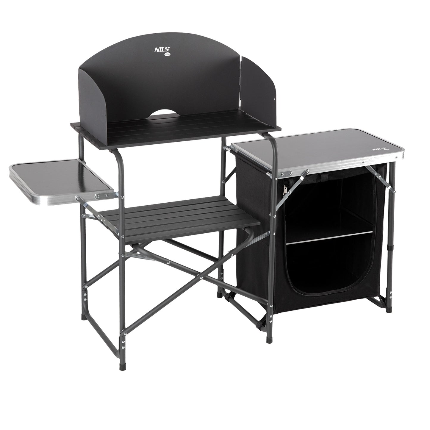 Camping Cupboard with Wind Shelter, Portable Storage