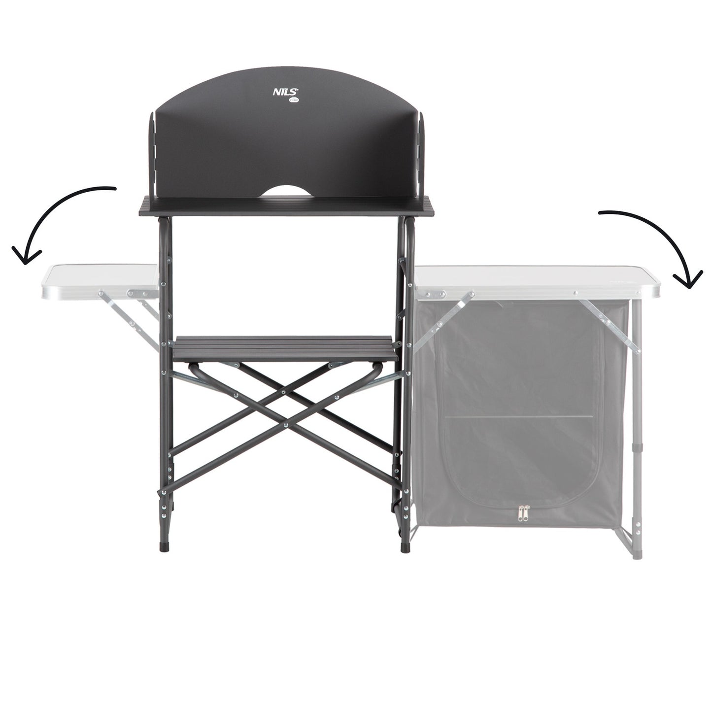 Camping Cupboard with Wind Shelter, Portable Storage