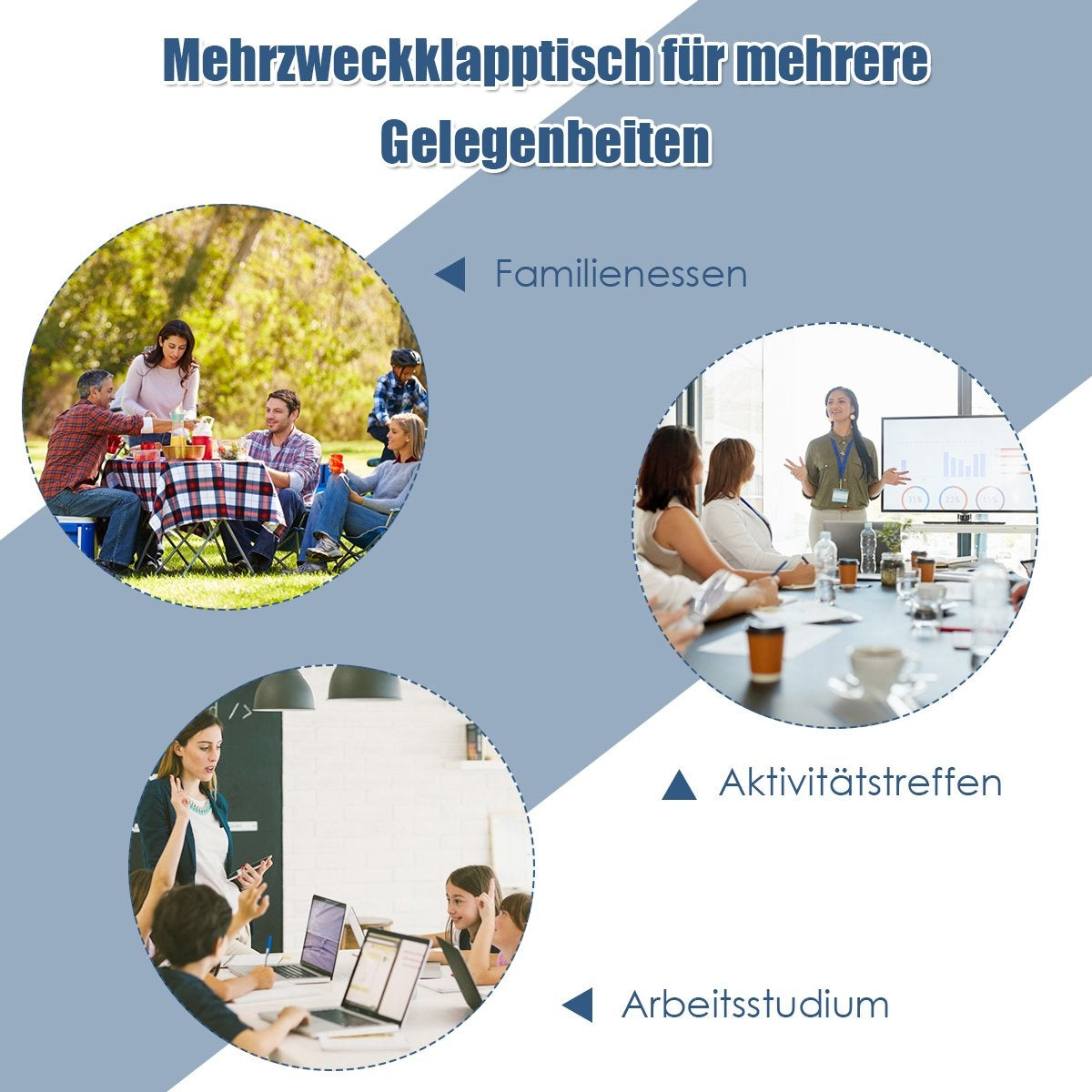 Camping Klapptisch Alu, 2 Höhen, Großer Stauraum