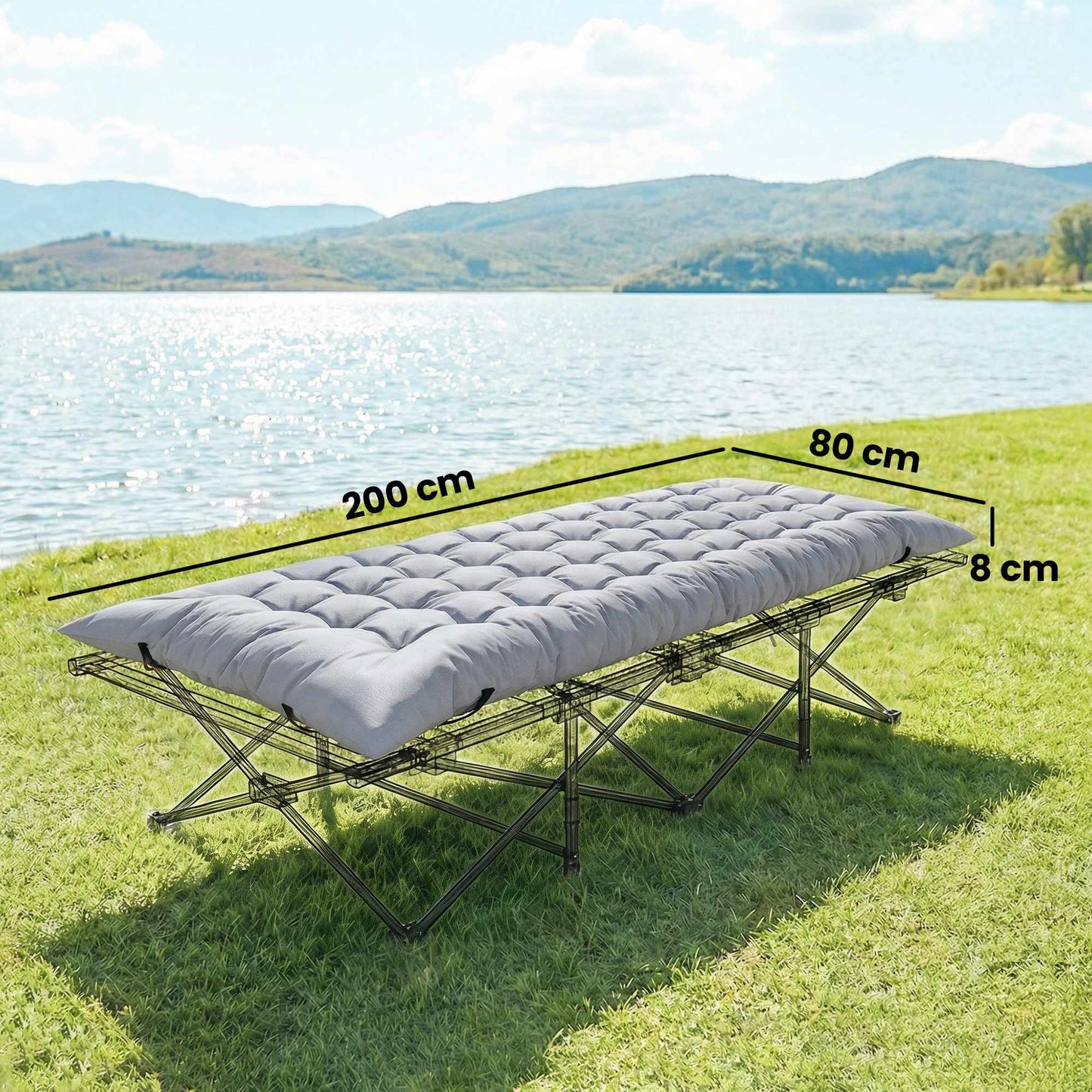 Camping Mat 8cm Thick, Non-Slip, Foldable, 200x80cm