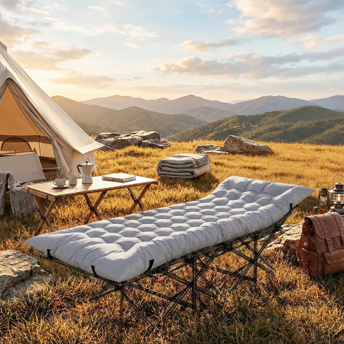 Camping Mat 8cm Thick, Non-Slip, Foldable, 200x80cm