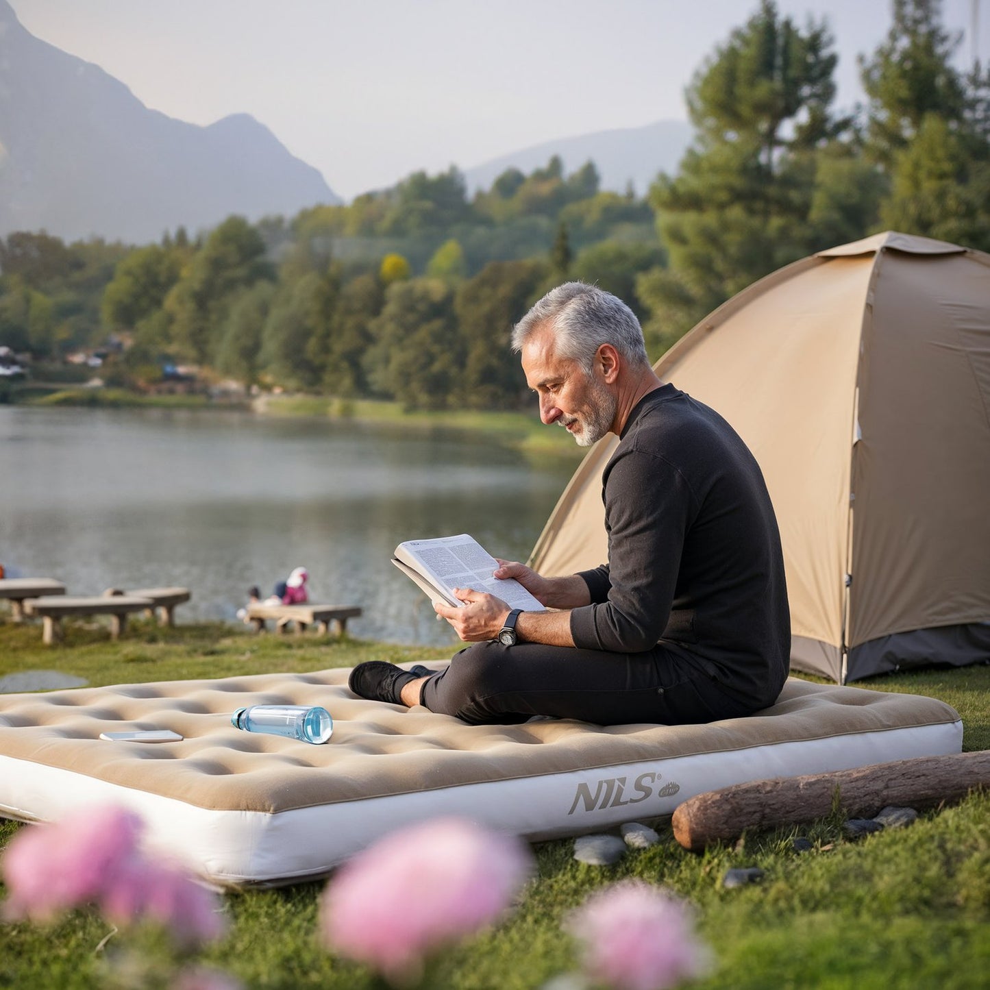 Camping Mattress, 191x137x22 cm, Beige