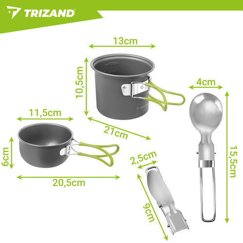 Camping Mess Kit, Foldable Aluminum, 1.2L Capacity