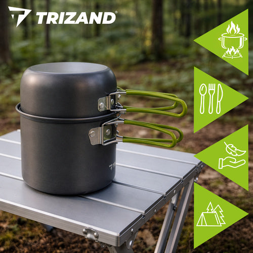 Camping Mess Kit, Foldable Aluminum, 1.2L Capacity