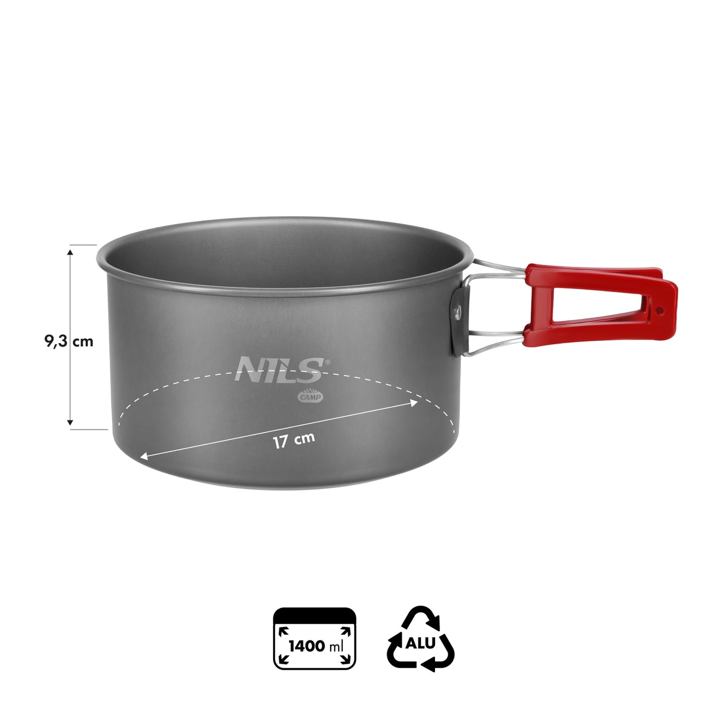 Camping Pot, 1.4L Capacity, Ideal for Outdoor Cooking